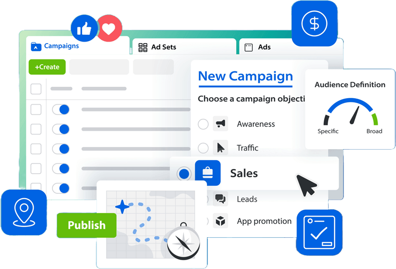 Illustrating A Digital Ad Campaign Layout With Tabbed Interface Visual