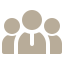 Small tan and white three people icon.