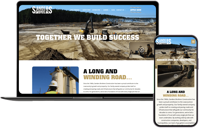 Displaying a construction company image representing services