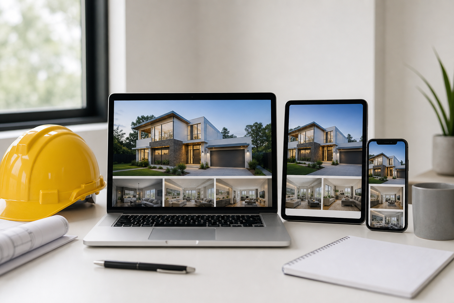 Contractor website design with conversion elements on laptop and mobile screens