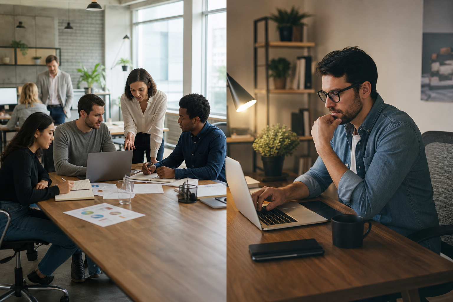 Home service business owner comparing marketing agency and in-house team options